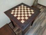 Wooden Chess set: Chess table “Waves of Aspiration” + 2 stools - Image 5