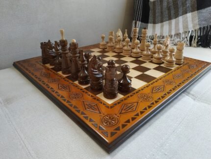 Wooden Chess Set: Chess board + chess pieces "Classic Luxe"