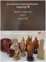 Wooden Chess set: Chess table "Waves of Aspiration" + 2 stools + chess pieces "Knights" Ombre color, super glossy - Image 10