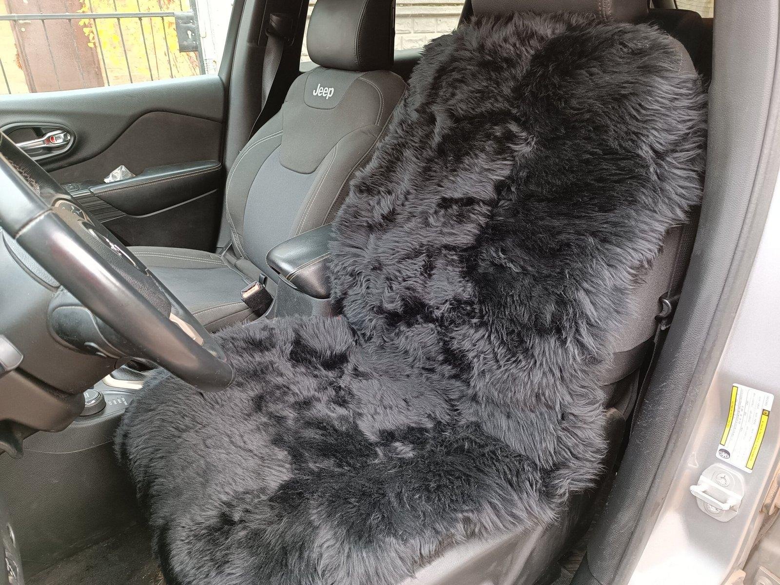 il_fullxfull.4372477774_a37k-scaled-1.jpg Genuine Sheepskin Car Seat Cover Black, Pink universal Warm cape with or without Heаdrest for car, chair pad Christmas gift husbаnd, wife - Image 1