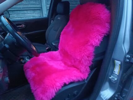 In Stock! Car Seat Cover for car Genuine Sheepskin Pink Black universal size Warm cape without Heаdrest,chair pad Christmas gift for him,her