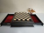 Chess Board "Black Stone" with Two Drawers for Storing Chess pieces – black patina - Image 7
