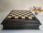 Chess Board "Black Stone" with Two Drawers for Storing Chess pieces – black patina - Image 8