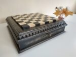 Chess Board "Black Stone" with Two Drawers for Storing Chess pieces – black patina - Image 9