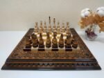 Glossy Chess set: Chess Board "Waves of Aspiration Ombre" + pieces "Elite" - Image 3