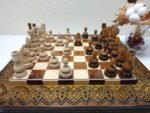 Glossy Chess set: Chess Board "Waves of Aspiration Ombre" + pieces "Classic Deluxe" - Image 4