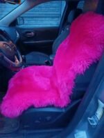 In Stock! Car Seat Cover for car Genuine Sheepskin Pink Black universal size Warm cape without Heаdrest,chair pad Christmas gift for him,her - Image 6