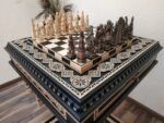 Chess Set: Chess Table "Bright Victory" with Drawers + 2 stools + chess pieces "Game of Thrones" - Image 4