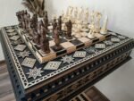 Chess set: Chess Table "Star of life" with Drawers + 2 stools + pieces "Cossacks" & "Armed Forces of Ukraine" - Image 3
