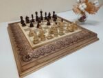 Wooden Chess Set: Chess Board "Eco" + glossy pieces "Classic Deluxe"