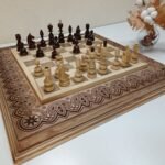 Wooden Chess Set: Chess Board "Eco" + glossy pieces "Classic Deluxe"