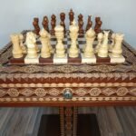 Chess Set: Chess Table "The Art of a Winner" with 2 Drawers and Cells + chess pieces "Elegant classic" - Image 5