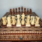 Chess Set: Chess Table "The Art of a Winner" with 2 Drawers and Cells + chess pieces "Elegant classic" - Image 6