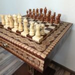 Chess Set: Chess Table "The Art of a Winner" with 2 Drawers and Cells + chess pieces "Elegant classic" - Image 2