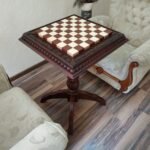 Wooden Chess Table "Luxury Leaves" Cherry color