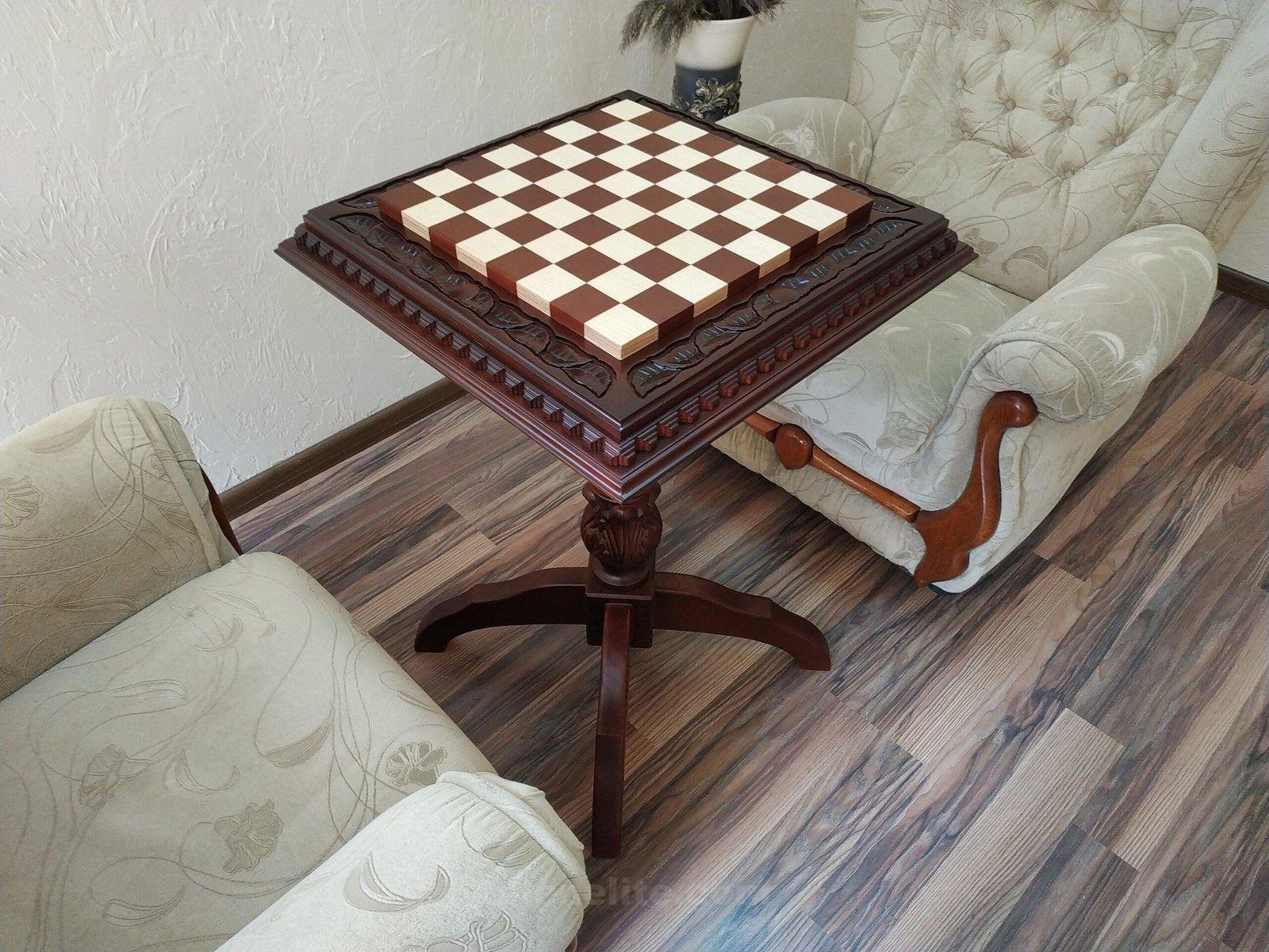 il_fullxfull.4793781704_amts-scaled-1.jpg Wooden Chess Table "Luxury Leaves" Cherry color - Image 1