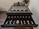 Chess Set: Chess Table "Bright Victory" with Drawers + 2 stools + chess pieces "Game of Thrones" - Image 6