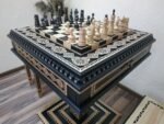 Chess Set: Chess Table "Bright Victory" with Drawers + 2 stools + chess pieces "Classic Luxe" - Image 5
