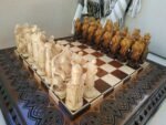 Glossy Chess set: Board "Waves of Aspiration Ombre" + pieces "Knights" / "Cossacks" - Image 2