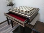 Wooden Chess Set: Chess Table "Bright Victory" in dark brown with Drawers + 2 stools - Image 2