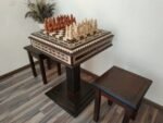 Chess Set: Chess Table "Bright Victory" with Drawers + 2 stools + chess pieces "Knights" & "Cossacks" - Image 2