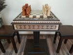 Chess Set: Chess Table "Bright Victory" with Drawers + 2 stools + chess pieces "Knights" & "Cossacks" - Image 4