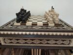 Chess Set: Chess Table "Bright Victory" with Drawers + 2 stools + chess pieces "Elite" - Image 4