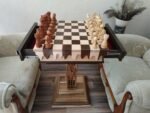 Chess Set: Chess Table "Streaks of Power" with Drawers + 2 stools + pieces "Elegant Classic" - Image 6