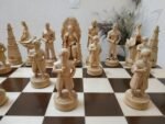 Chess Set: Chess Table "Streaks of Power" with Drawers + 2 stools + pieces "Game of Thrones" - Image 9