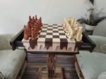 Chess Set: Chess Table "Streaks of Power" with Drawers + pieces "Knights" & "Game of Thrones" - Image 2