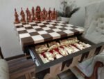 Chess Set: Chess Table "Streaks of Power" with Drawers + pieces "Knights" & "Game of Thrones" - Image 7