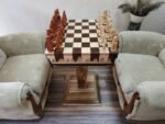 Chess Set: Chess Table "Streaks of Power" with Drawers + pieces "Knights" & "Cossacks" - Image 2