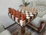 Chess Set: Chess Table "Streaks of Power" with Drawers + pieces "Knights" & "Cossacks" - Image 3