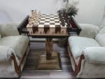 Wooden Chess Set: Chess Table "Streaks of Power" with Drawers + pieces "Classic Deluxe" - Image 3