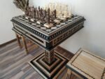 Chess set: Chess Table "Star of life" with Drawers + 2 stools + pieces "Cossacks" & "Armed Forces of Ukraine" - Image 2