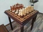 Chess set: Chess table "Royal Classic" decorated with beads + 2 stools + pieces "Elegant Classic" - Image 2