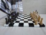 Classic Chess set: Glossy Chess Board "Black & White" + pieces "Elite" - Image 2
