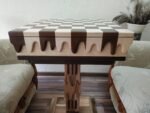 Chess Set: Chess Table "Streaks of Power" with Drawers for storage pieces + 2 stools - Image 4