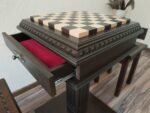 Wooden Chess set: Chess table "Royal Classic" with Drawers + 2 stools, dark color - Image 7