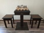 Wooden Chess set: Chess table "Royal Classic" with Drawers, dark color + 2 stools +pieces "Classic Deluxe" - Image 3