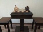Wooden Chess set: Chess table "Royal Classic" with Drawers, dark color + 2 stools +pieces "Classic Deluxe" - Image 5