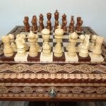 Chess Set: Chess Table "The Art of a Winner" with 2 Drawers and Cells + chess pieces "Elegant classic" - Image 4