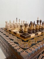 Chess Set: Chess Table "The Art of a Winner" with 2 Drawers, Ombre color, Glossy finish + glossy pieces "Elite" - Image 2