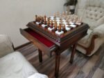 Chess Set: Chess Table "Battle for Kings" with 2 Drawers, Super glossy finish + glossy pieces "Classic Deluxe" - Image 6