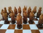 Chess Set: Chess Table "Battle for Kings" with 2 Drawers, Super glossy finish + glossy pieces "Knights" - Image 8