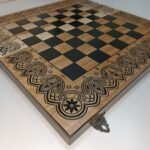 Wooden folding board Exclusive with chess pieces Elegant Classic + Backgammon table, ash wood, carving handmade,gift Anniversary, Christmas - Image 5