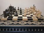 Chess Set: Chess Table "Bright Victory" with Drawers + 2 stools + chess pieces "Classic Luxe" - Image 7
