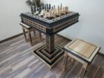 Chess Set: Chess Table "Bright Victory" with Drawers + 2 stools + chess pieces "Classic Luxe" - Image 6