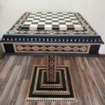 Wooden Chess Table "Bright Victory" with Drawers and Cells for chess pieces