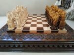 Glossy Chess set:  Board "Waves of Aspiration Ombre" + pieces "Knights" / "Cossacks" - Image 5